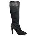 Load image into Gallery viewer, Tod's Black Leather Trimmed Calf Hair High Heeled Tall Boots