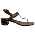 Load image into Gallery viewer, Gucci Brown Leather T Strap Sandals with Bamboo Heel