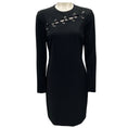 Load image into Gallery viewer, Boutique Moschino Black / Silver Grommet Detail Long Sleeved Crepe Dress
