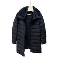 Load image into Gallery viewer, Amina Rubinacci Blue Quilted Zip Front Wool Puffer Coat with Fur Collar
