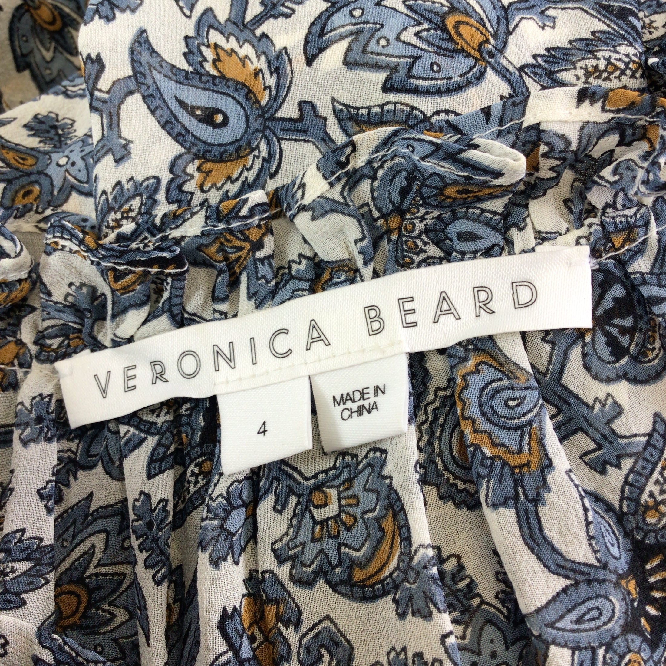 Veronica Beard Blue Multi Savile Printed Silk Dress