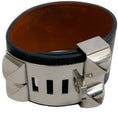 Load image into Gallery viewer, Hermes Black / Silver Collier de Chein Leather Bracelet