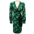 Load image into Gallery viewer, Diane Von Furstenberg Grape Leaf Black New Luella Wrap Dress
