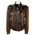 Load image into Gallery viewer, Fendi Brown / Black Mink Fur and Stretch Jacquard Knit FF Bomber Jacket