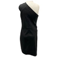 Load image into Gallery viewer, Givenchy Black Draped One Shoulder Stretch Lambskin Leather Mini Dress