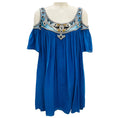 Load image into Gallery viewer, Temperley London Blue Bead Embellished Cold Shoulder Silk Chiffon Mini Dress