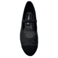 Load image into Gallery viewer, Chanel Black 2024 CC Logo Grosgrain Cap Toe and Leather Mary Jane Ballet Flats