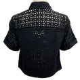 Load image into Gallery viewer, Veronica Beard Black Cotton Cropped Broderie Anglaise Spruce Top