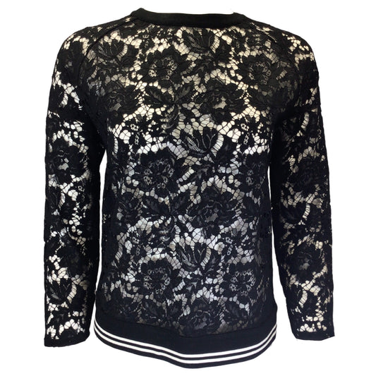 Valentino Black Long Sleeved Lace Top