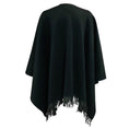 Load image into Gallery viewer, Anne Fontaine Black Fringed Leather Hem Wool Cape