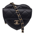 Load image into Gallery viewer, Chanel Black 2022 Quilted Lambskin Leather Mini Heart Handbag / Belt Bag