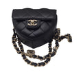 Load image into Gallery viewer, Chanel Black 2022 Quilted Lambskin Leather Mini Heart Handbag / Belt Bag