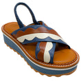 Load image into Gallery viewer, Robert Clergerie Blue / Tan Platform Sandals