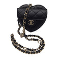 Load image into Gallery viewer, Chanel Black 2022 Quilted Lambskin Leather Mini Heart Handbag / Belt Bag