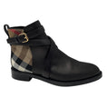 Load image into Gallery viewer, Burberry Black / Archive Beige Check and Leather Flat Ankle Boot