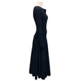 Load image into Gallery viewer, Alaia Navy / Black Metallic Long Sleeved Flared Knit Midi Dress