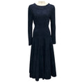 Load image into Gallery viewer, Alaia Navy / Black Metallic Long Sleeved Flared Knit Midi Dress