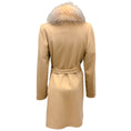 Load image into Gallery viewer, Fleurette Camel Fox Fur Collar Wool Wrap Coat with Belt