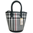 Load image into Gallery viewer, Thom Browne Dark Grey Checked Woven Leather Bucket Bag