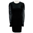 Load image into Gallery viewer, Saloni Black Silk Chiffon and Viscose Crepe Dress