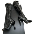Load image into Gallery viewer, Saint Laurent Black Patent Leather Tall Rhinestone Buckle Boots
