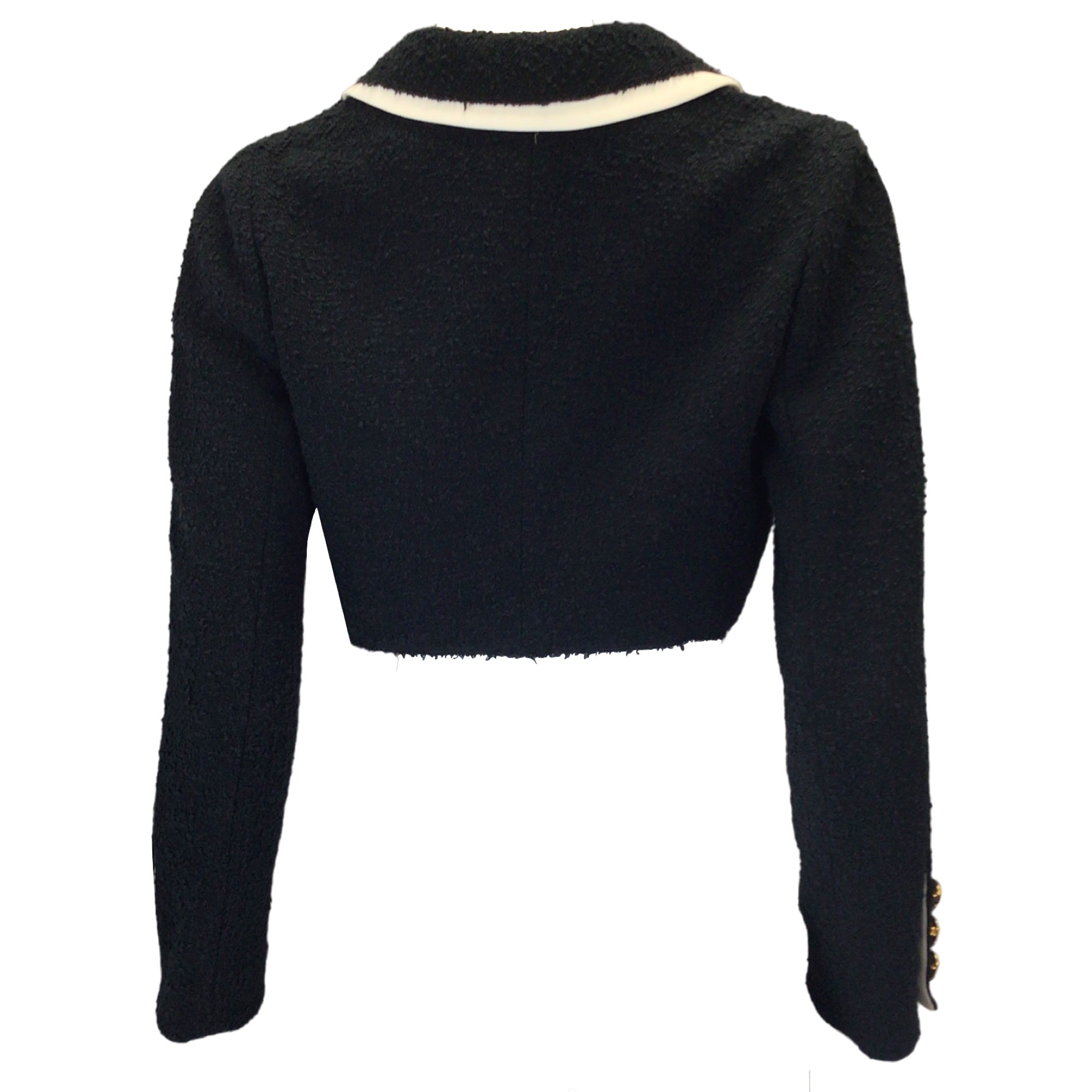 Giambattista Valli Black / White Cropped Boucle Knit Jacket