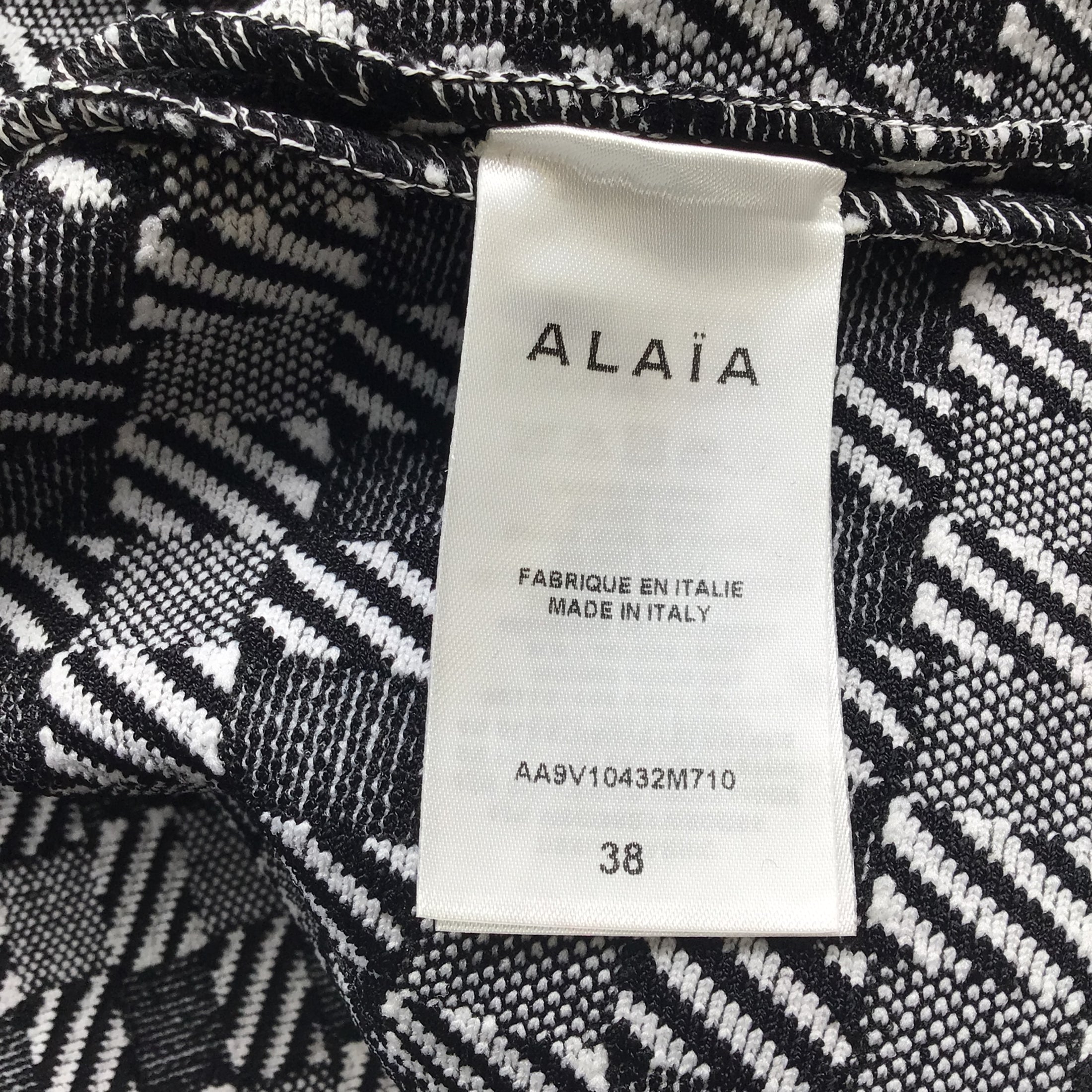 Alaia Black / White Check Knit Cardigan Sweater