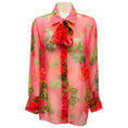 Load image into Gallery viewer, Oscar de la Renta Red Geranium Fall 2023 Long Sleeved Tie Neck Silk Chiffon Blouse