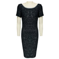 Load image into Gallery viewer, St. John Blue / Black / Silver Metallic Sequined Short Sleeved Knit Dress