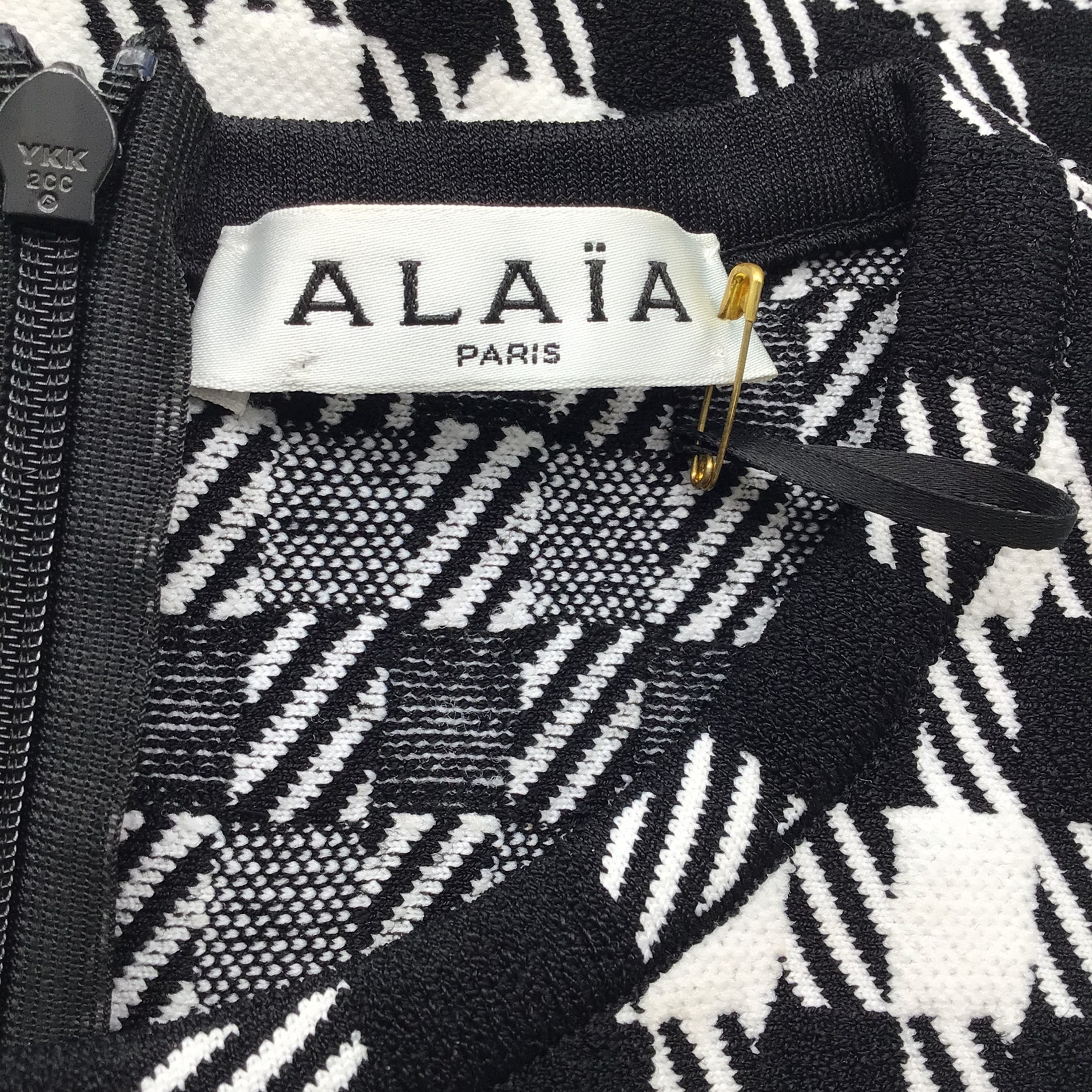 Alaia Black / White Short Sleeved Check Knit Playsuit