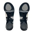 Load image into Gallery viewer, Rene Caovilla Black / Champagne Metallic Pearl and Crystal Embellished Satin Flat Thong Strap Slingback Sandals