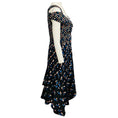 Load image into Gallery viewer, Peter Pilotto Black Multi Dot Print Cold Shoulder Asymmetric Hem Midi Cocktail Dress