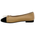 Load image into Gallery viewer, Chanel Tan / Leather Ballet Flats with Black Logo Cap Toe