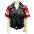 Load image into Gallery viewer, Dsquared2 Black / Ivory / Red 2018 Floral Leather Jacket