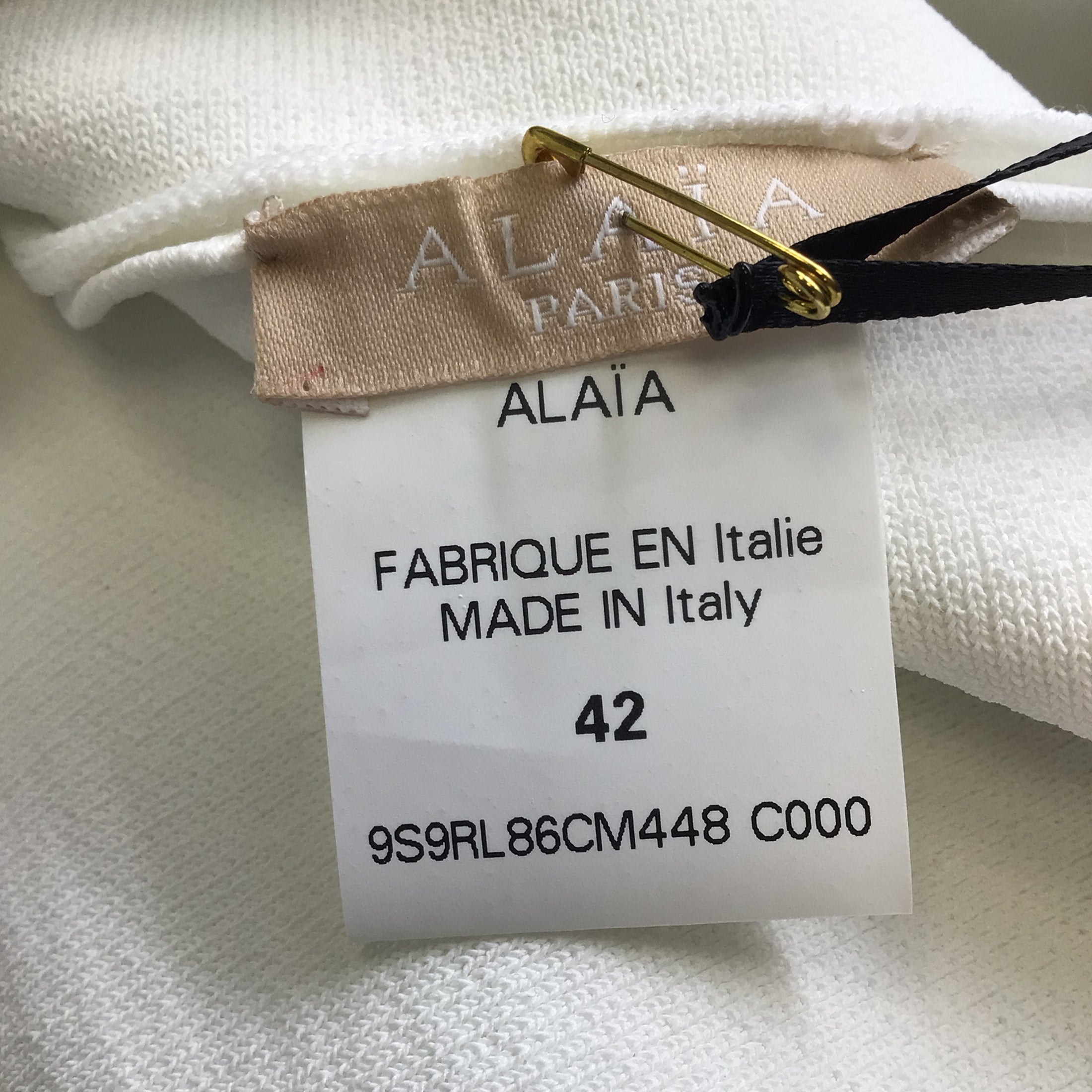 Alaia White Sleeveless Square Neck Netted Hem Flared Stretch Knit Dress