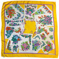 Load image into Gallery viewer, Christian Dior Vintage Yellow Multi Floral Printed Square Silk Twill Scarf