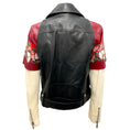 Load image into Gallery viewer, Dsquared2 Black / Ivory / Red 2018 Floral Leather Jacket