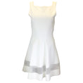 Load image into Gallery viewer, Alaia White Sleeveless Square Neck Netted Hem Flared Stretch Knit Dress
