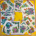 Load image into Gallery viewer, Christian Dior Vintage Yellow Multi Floral Printed Square Silk Twill Scarf