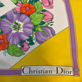 Load image into Gallery viewer, Christian Dior Vintage Yellow Multi Floral Printed Square Silk Twill Scarf