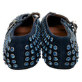 Load image into Gallery viewer, Alaia Navy Blue Suede Mary Jane Flats with Crystal Embellishments