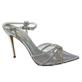 Load image into Gallery viewer, Casadei Silver Leather and PVC Crystal Embellished Pumps