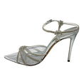 Load image into Gallery viewer, Casadei Silver Leather and PVC Crystal Embellished Pumps