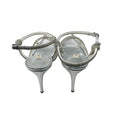 Load image into Gallery viewer, Casadei Silver Leather and PVC Crystal Embellished Pumps