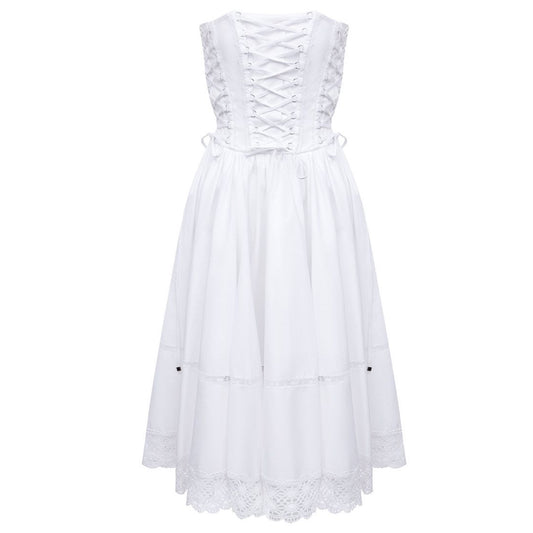 Dolce & Gabbana Optic White Gabardine Bustier Strapless Midi Dress