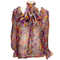 Load image into Gallery viewer, Dries Van Noten Magenta Multi Contera Floral Print Ruffled Blouse with matching scarf