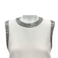 Load image into Gallery viewer, Celine Ivory / Silver Bead Embellished Sleeveless Wool Shift Dress