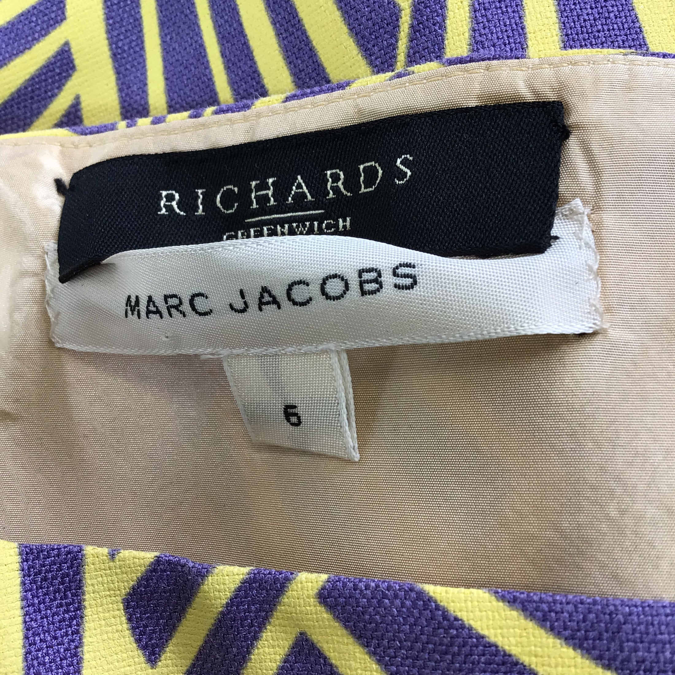 Marc Jacobs Purple / Yellow Printed Sleeveless Silk Dress