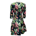 Load image into Gallery viewer, Oscar de la Renta Navy Multi Floral Printed Flared Dress