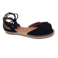 Load image into Gallery viewer, Aquazzura Black Suede Ankle Wrap Espadrille Flats
